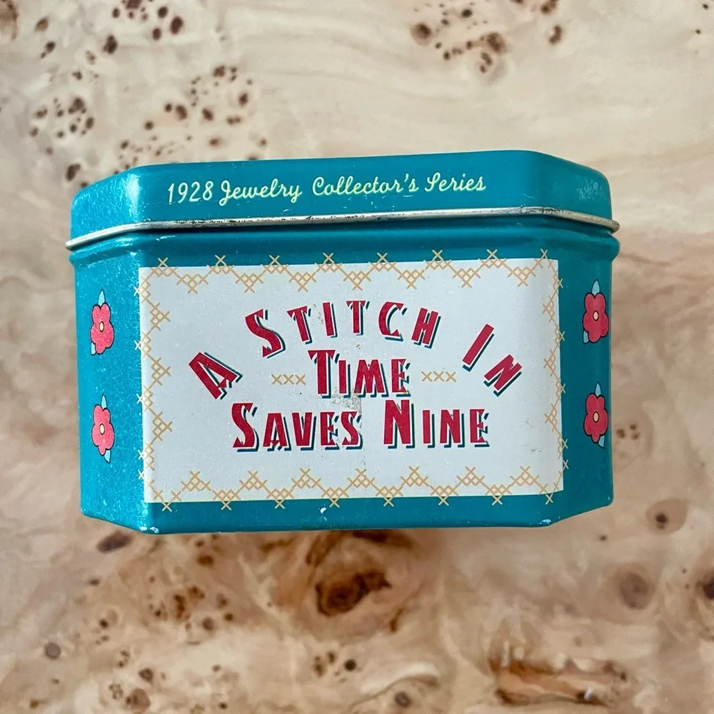 set of 2 Vintage Decorative Tins sewing room singer sewing storage organization